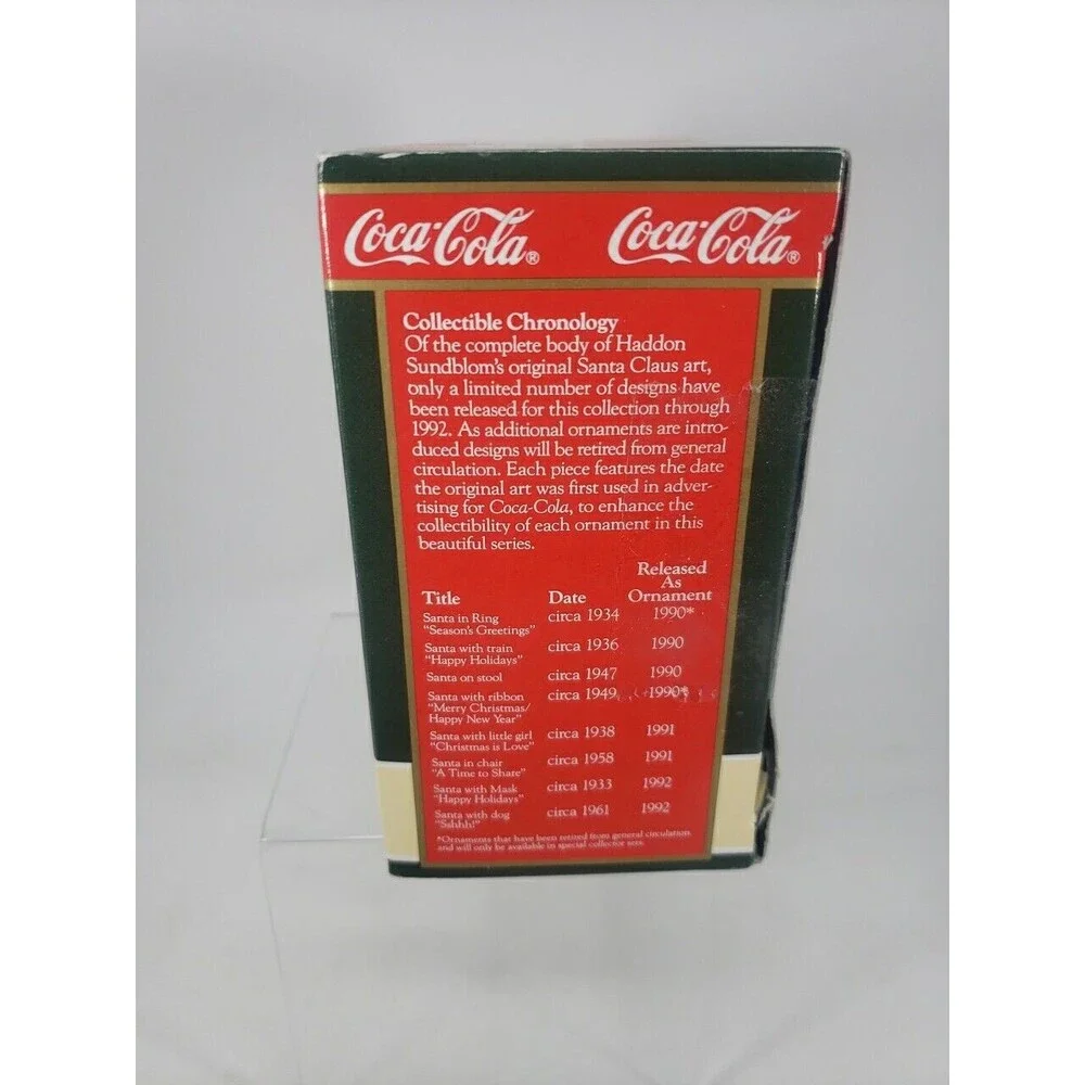 Coca-Cola Trim A Tree Collection 1938 Santa with Girl Christmas Ornament 1990